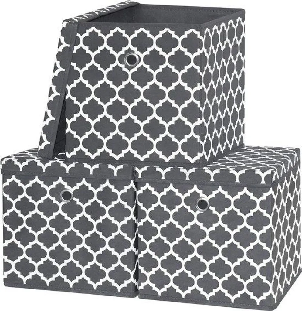 Bac de rangement gris 27L avec couvercle 30x30x30 cm pour vêtements