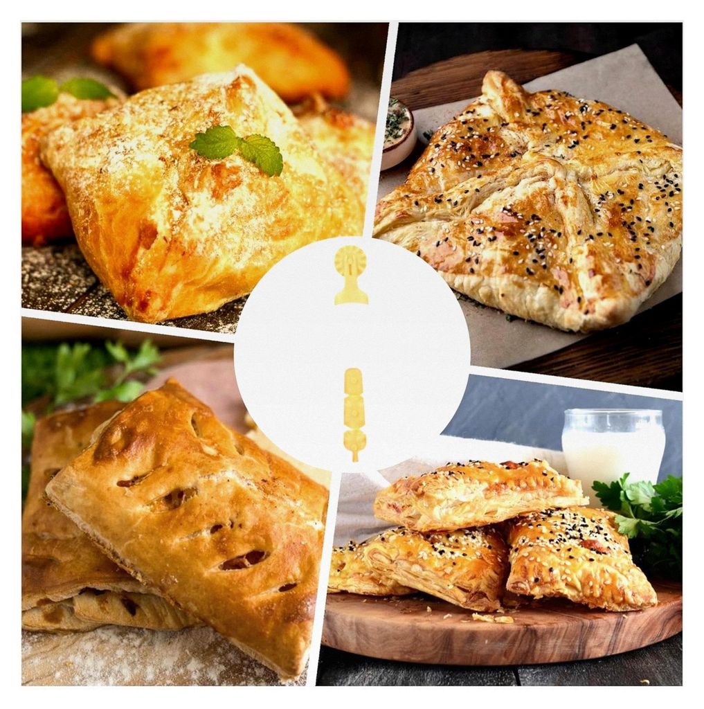 Teig-Crimper-Rad – Ravioli-Rad mit vier Funktionen, 15,5 x 3,3 x 2,5 cm, Gebäck-Trennwerkzeug, Pizzaschneider, verstellbare Schneidräder, Backz...