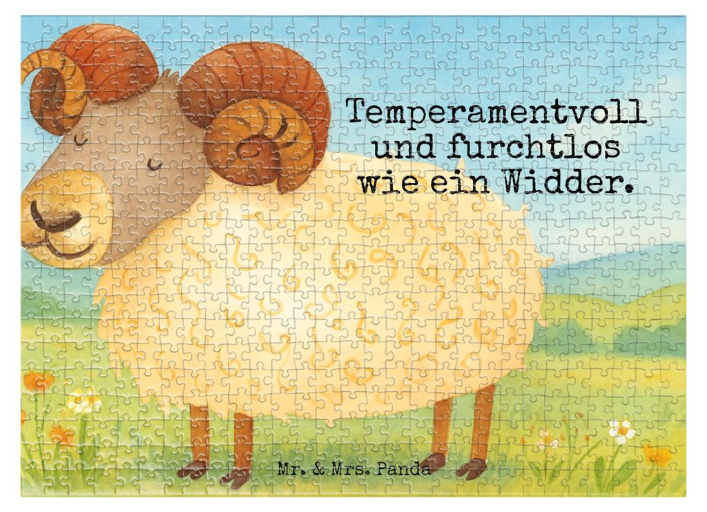 Mr. & Mrs. Panda Puzzle Sternzeichen Widder Design 551 Teile - Weiß - Geschenk, Schafbock, 2000, Puzzlespiel, Legespiel, Bock, 1000, Geduldspiel, ...