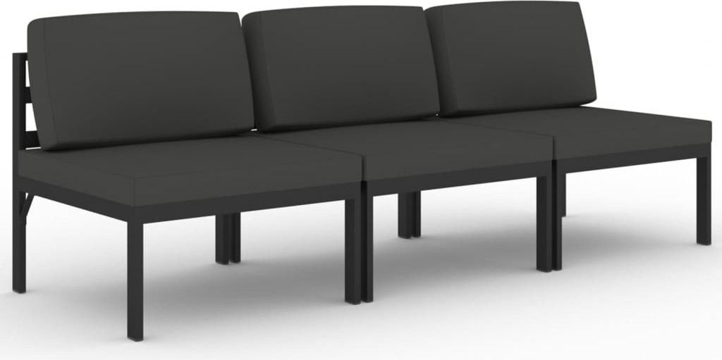 Gartensofa 3-Sitzer mit Kissen Aluminium Anthrazit