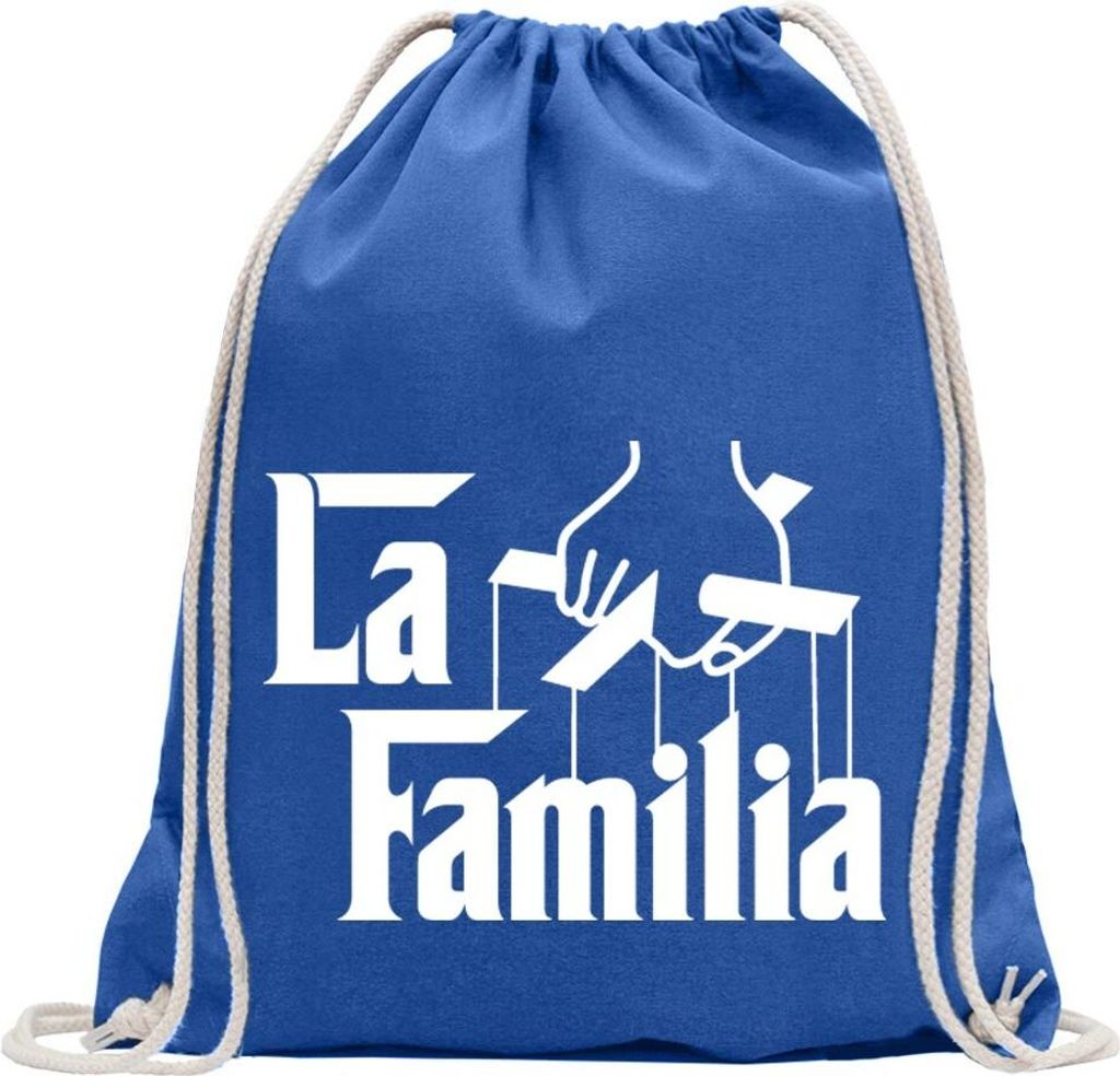 Kiwistar - Turnbeutel - royal - La Familia Marionette Film Mafia Gemeinschaft - Fun Rucksack Sport Beutel Gymsack Baumwolle mit Ziehgurt