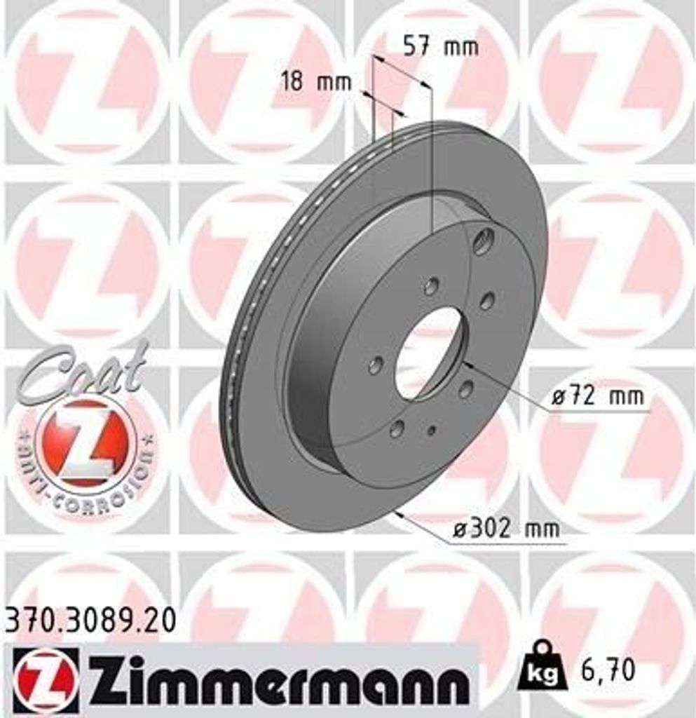 ZIMMERMANN 370.3089.20 - Bremsscheibe für CX-7 (ER)
