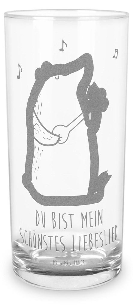 Mr. & Mrs. Panda Trinkbecher Glas Bär Lied 400 ml - Transparent - Geschenk, Herz, Cocktailglas, Wasserglas, Tumbler, Freundin, Frau, Valentinstag,...