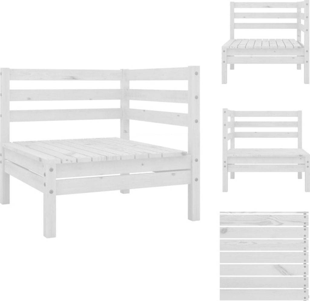 vidaXL Garten-Ecksofa Weiß Kiefer Massivholz - Gartenmöbel-Sets