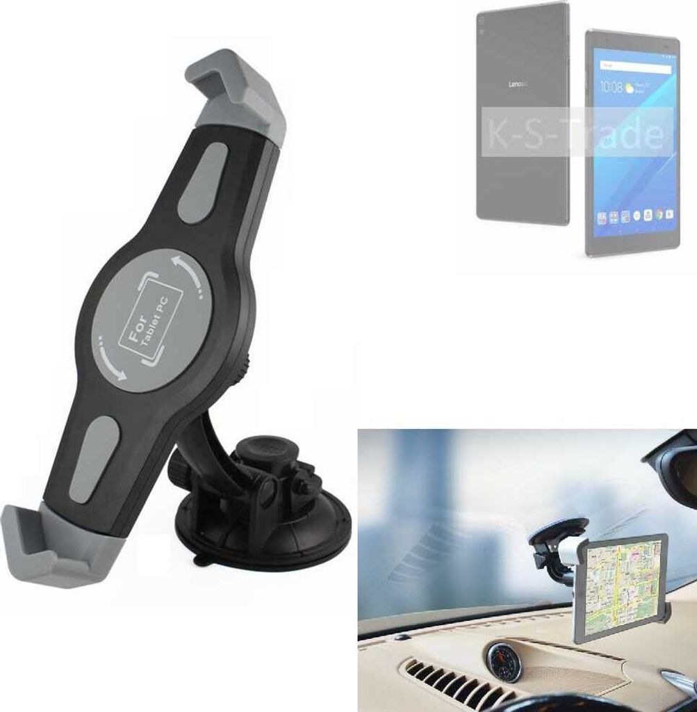 K-S-Trade Scheiben-Halterung für Tablets kompatibel mit Lenovo Tab 4 8 Plus (WiFi) KFZ Tablet Saugnapf Auto Halterung Windschutzscheibe Holder Halter