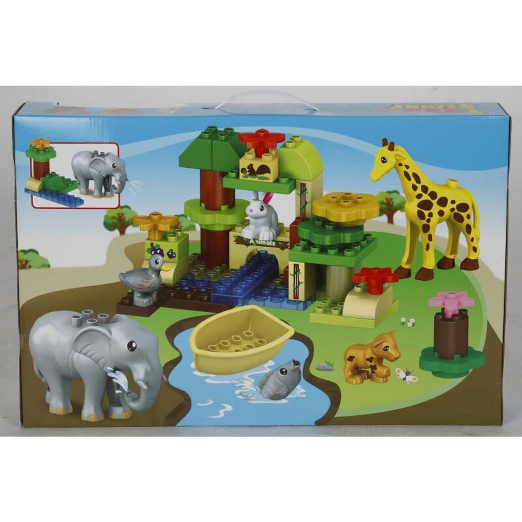 Bausteine Zoo 51tlg. Kinderspielzeug Steckbausteine Tiere Produktbild 