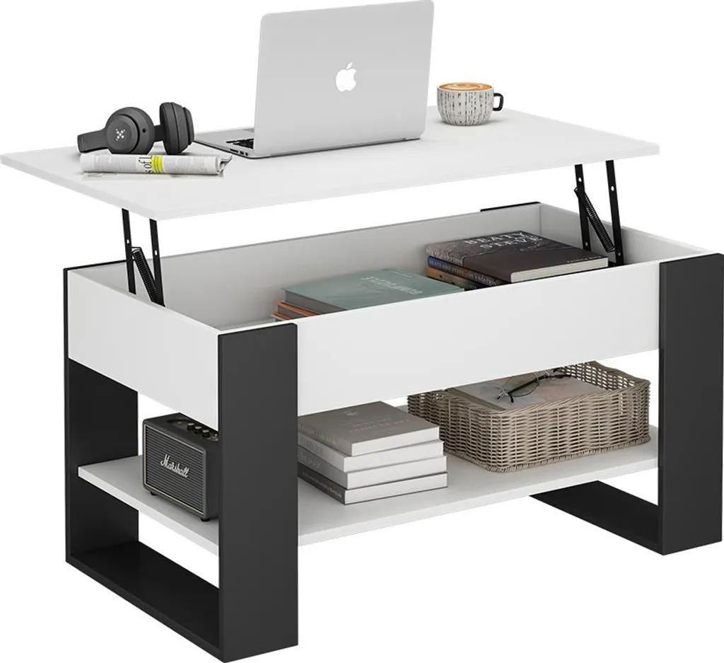Table de salon relevable Vicco Lifto blanc et gris anthracite 92 cm - 4