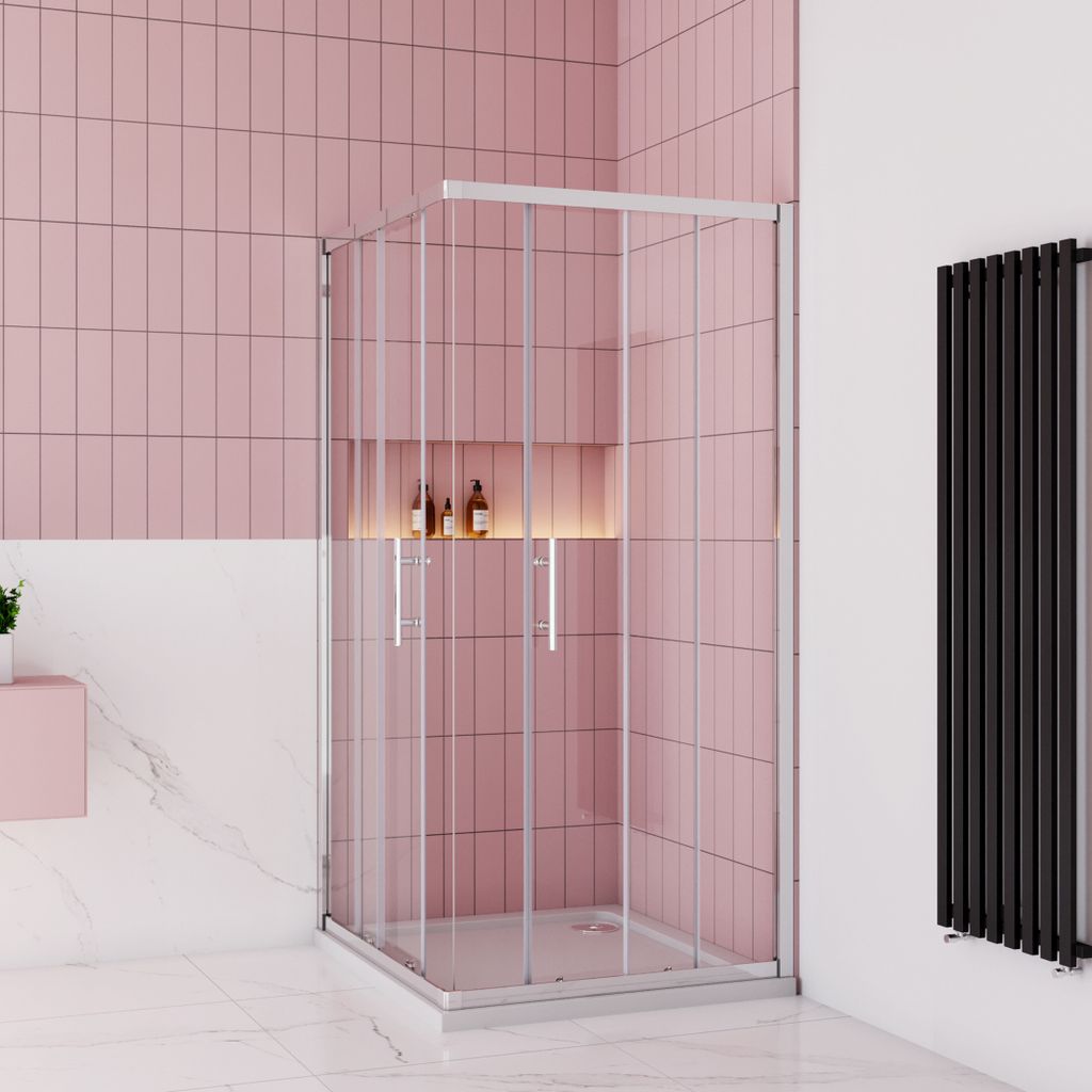 80x80x185cm Nano+ESG Glas Eckeinstieg Schiebetür Duschtasse Duschabtrennung Mit Duschtasse++Ablaufgarnitur Ablaufschlauch