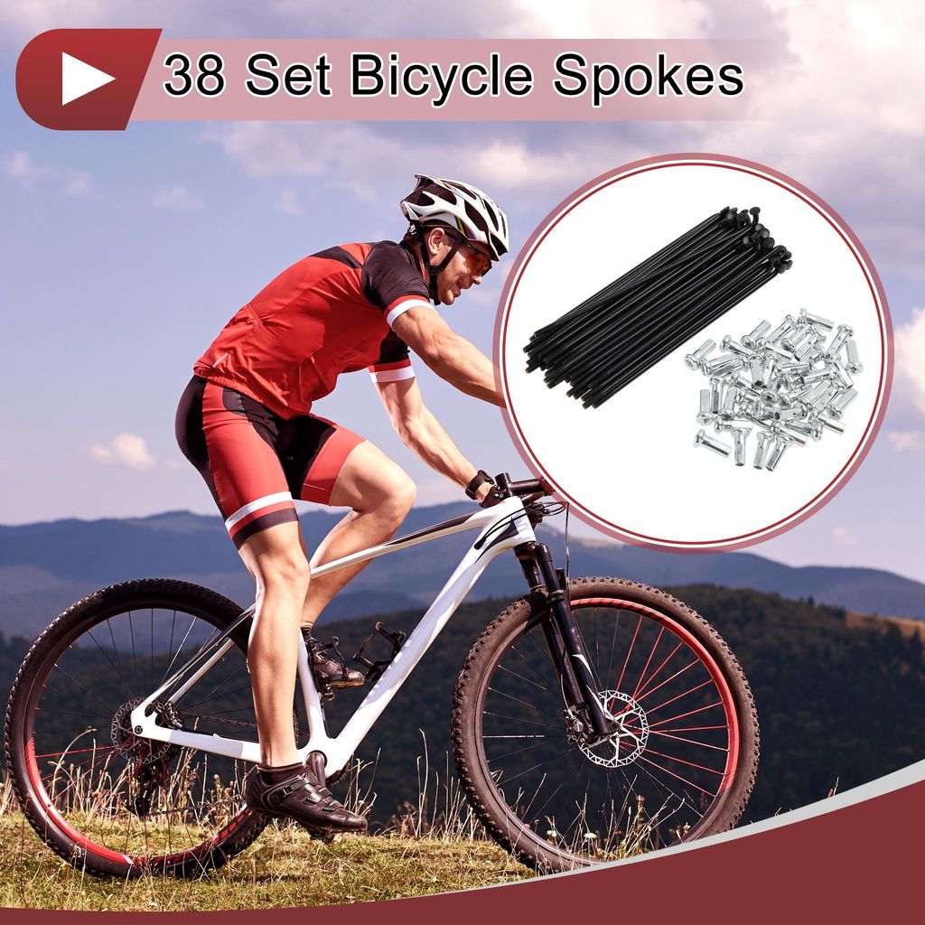 38 Set 14G Fahrradspeiche 83mm Fahrradfelge Speiche Kohlenstoffstahl Schwarz