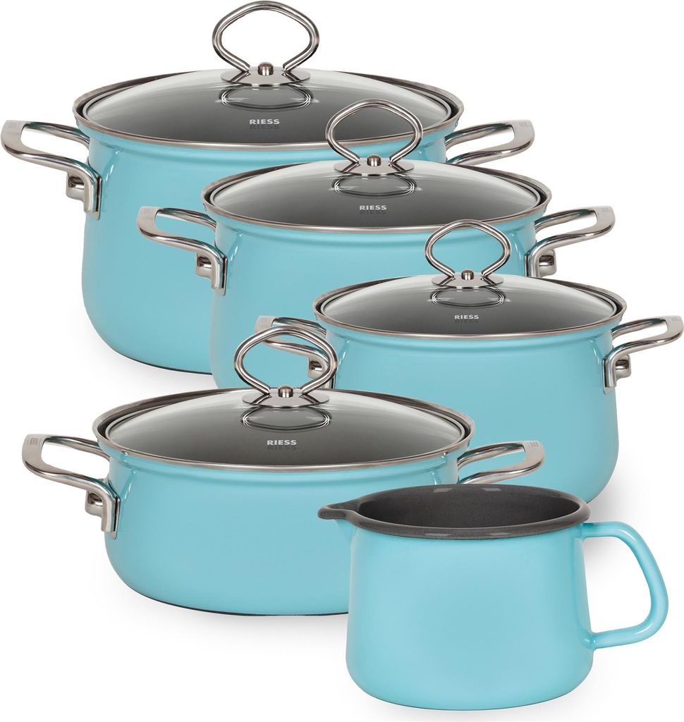 RIESS 0546-037 RIESS Emaille Spar-Set 5-tlg. Nouvelle extra stark, KRISTALLBLAU