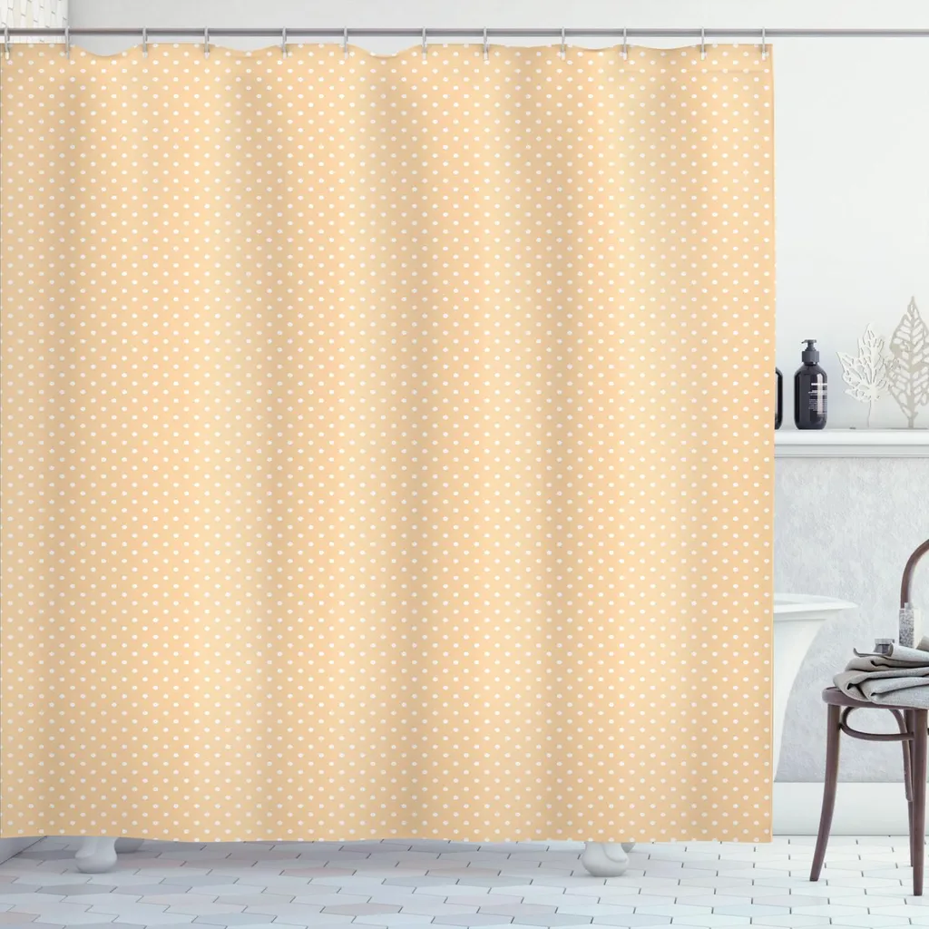 Tenda Doccia Pois Champagne ABAKUHAUS 175x200cm - Tessuto Anti-Muffa