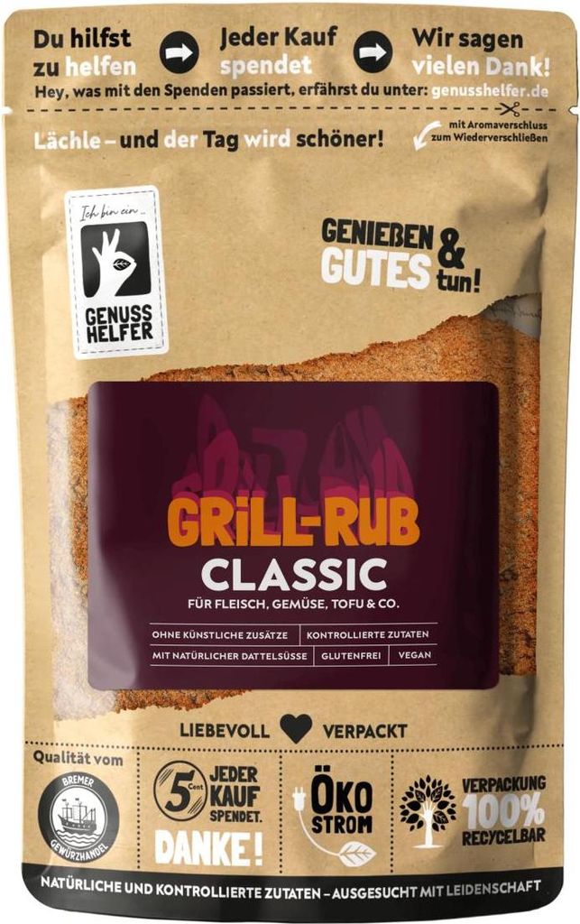 Grill-Rub Classic, BBQ Rub Gewürz, Gewürzmischung für Grillfleisch und Marinaden, 200g