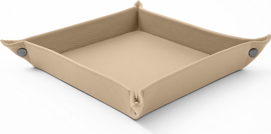 Taschenleerer Echtes Leder Beige cm 18 x 18 x H.4 - Produktbild 