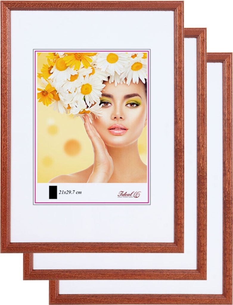 3er 5er Set Holz Bilderrahmen Foto Rahmen Holzrahmen Wanddeko Collage Poster S236 - Farbe: 3er Pack Braun | Format: 30x45