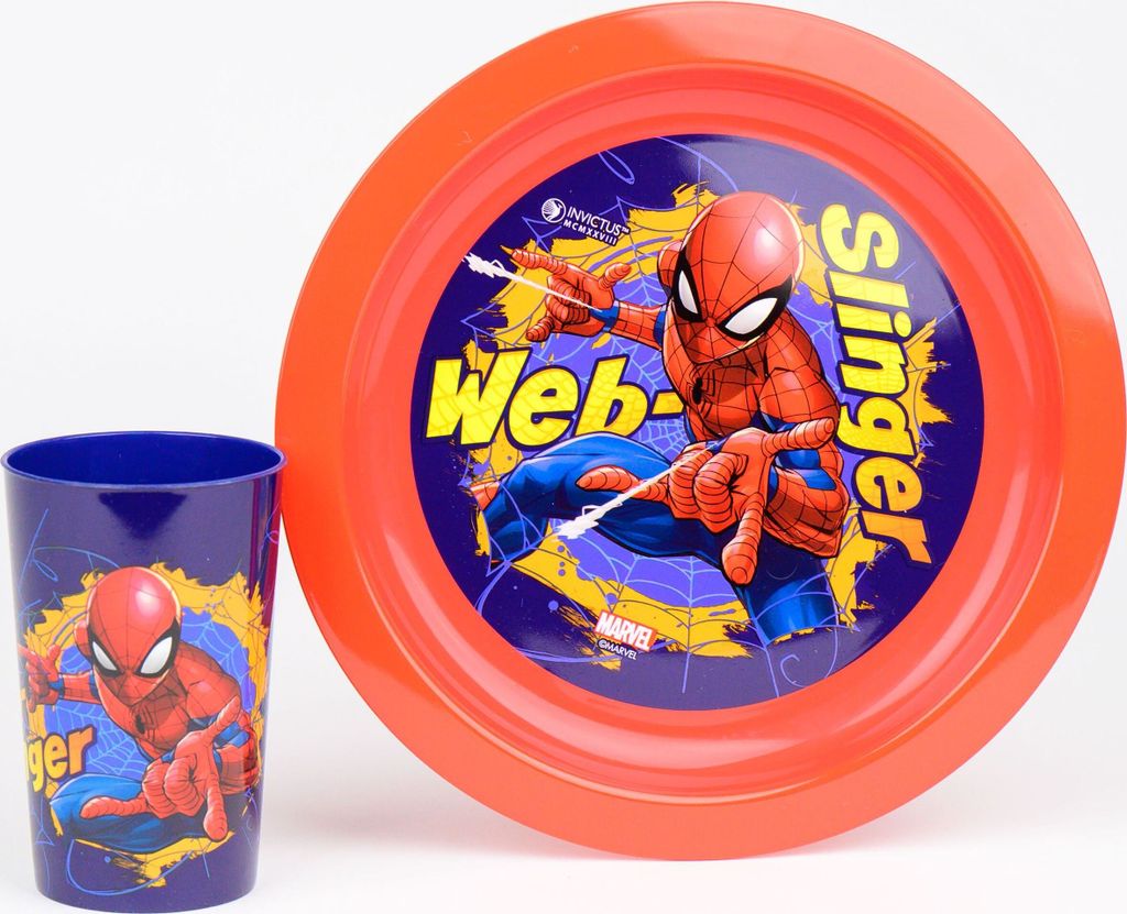 Spider-Man Kindergeschirr Set 12-teilig - Partyset mit Teller & Becher