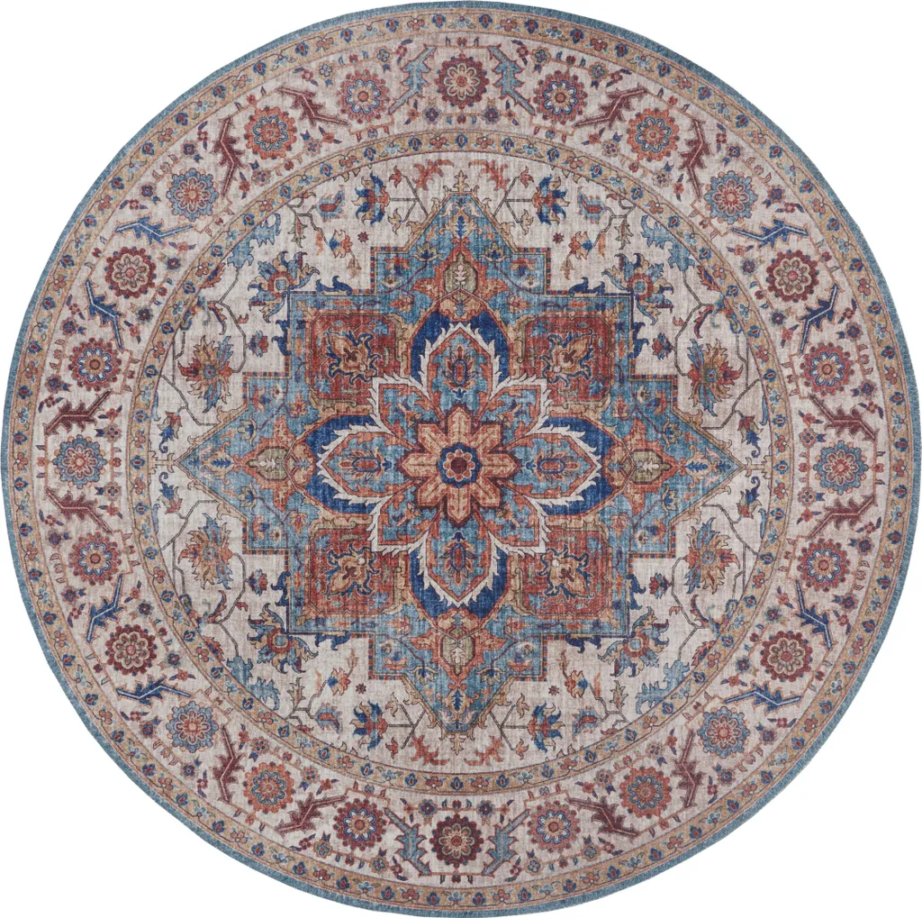 Tapis rond bleu 160 cm Asmar 104002 idéal pour chambre ou sous table