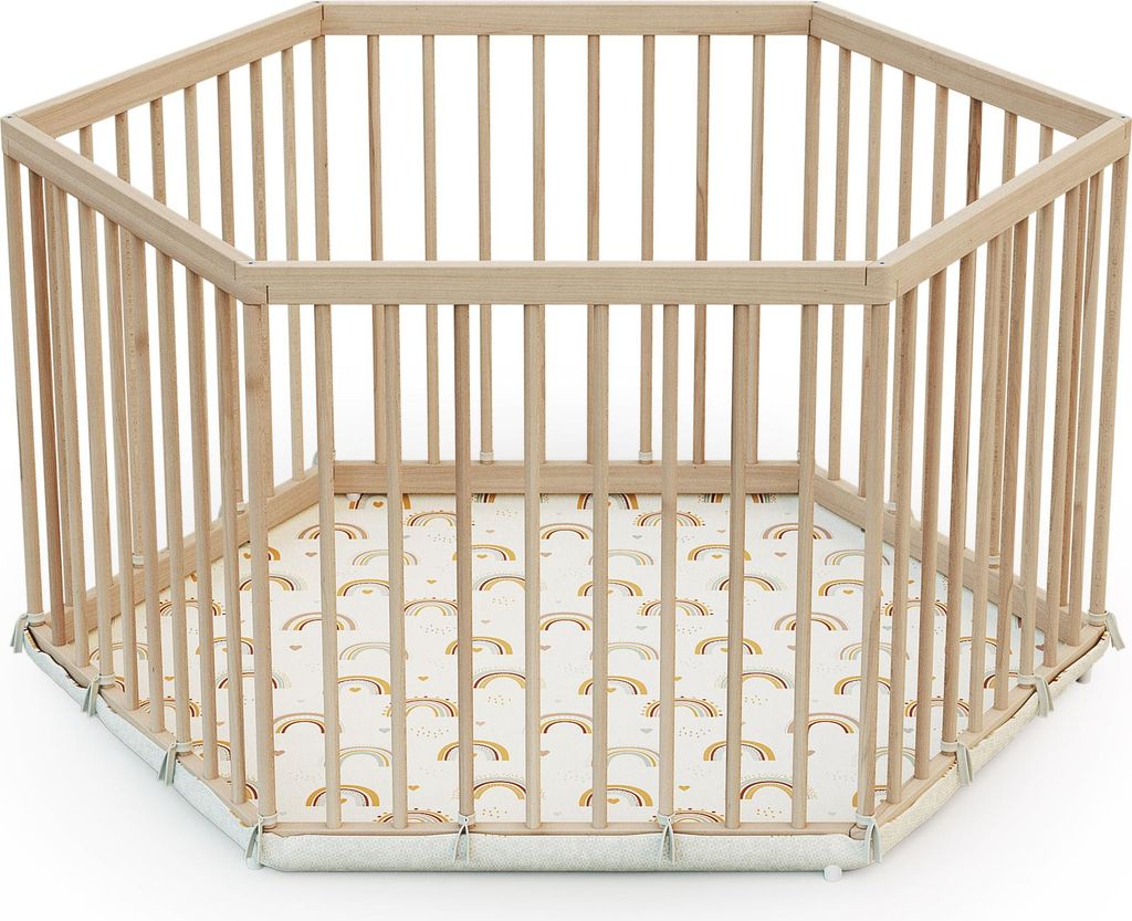 WEBABY - Parc bébé en bois hexagonal ALVEO  - 125 x 106 x Image du produit 