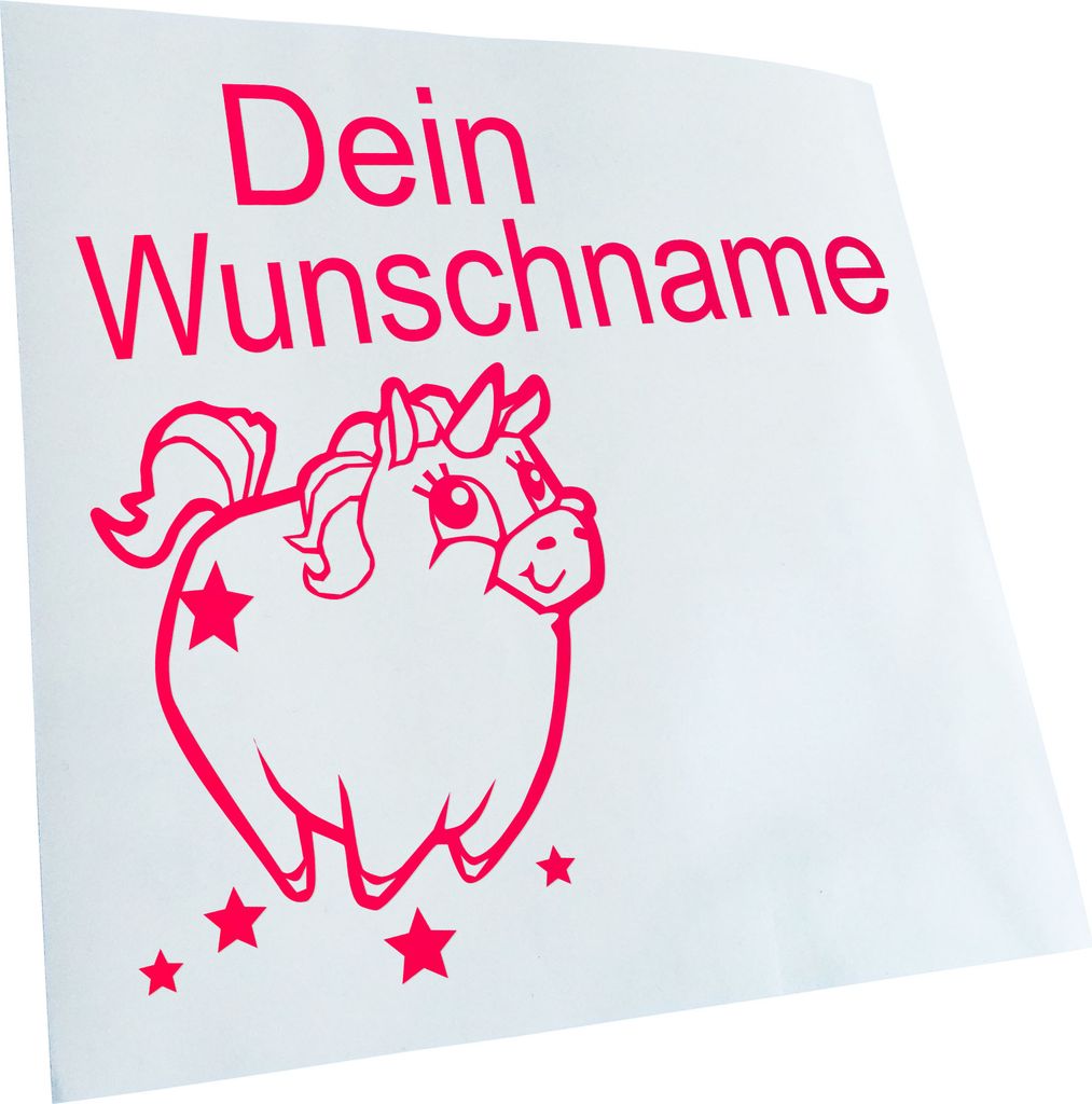Kiwistar - Autoaufkleber - Einhorn Dein Wunschname Heckscheibe - Aufkleber für Auto Kfz Fahrrad, LKW, Truck Mofa