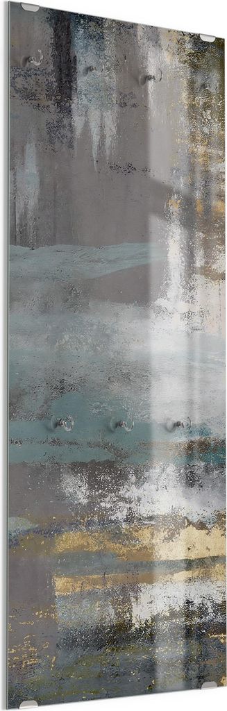 DEQORI Kleiderhaken aus Glas 50x125 cm 'Träume im Dunst' Wand Garderobe Paneel Haken