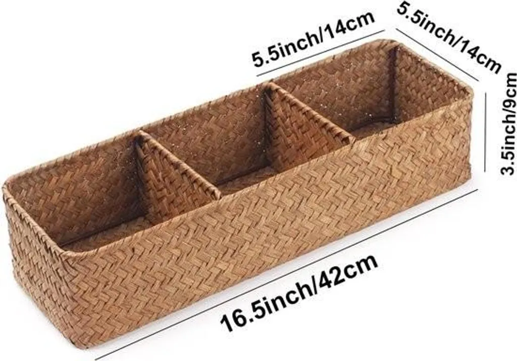Solution rangement WC : Panier tressé 3 compartiments contre le désordre