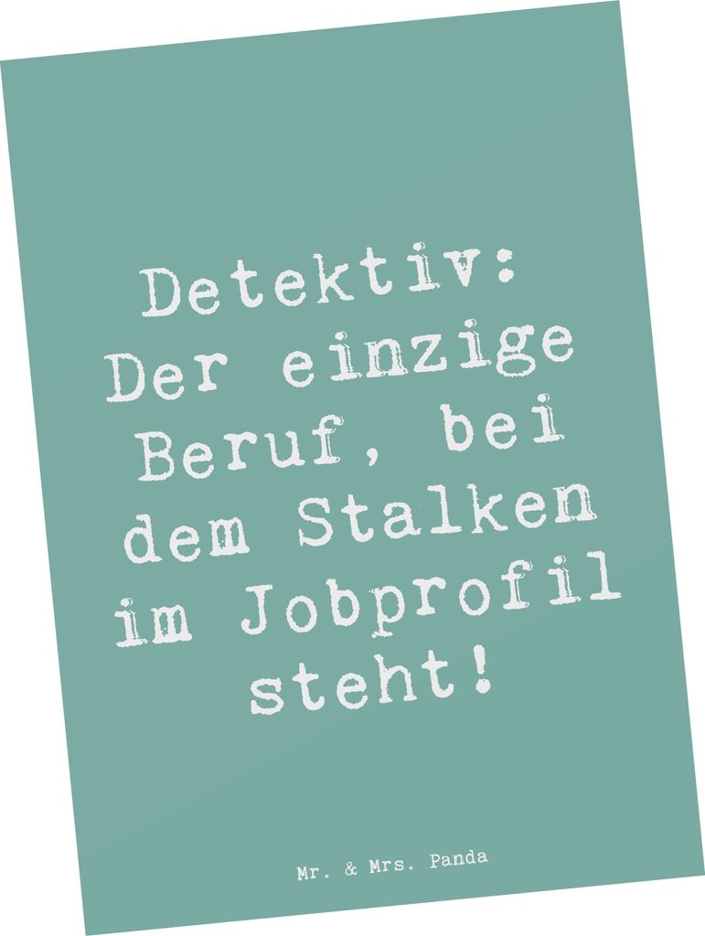Mr. & Mrs. Panda Postkarte Spruch Detektiv Beruf - Meeresbrise - Geschenk, Berufspassion, Geheimnisse, Grußkarte, Berufsprodukte, Postkarten, bild...