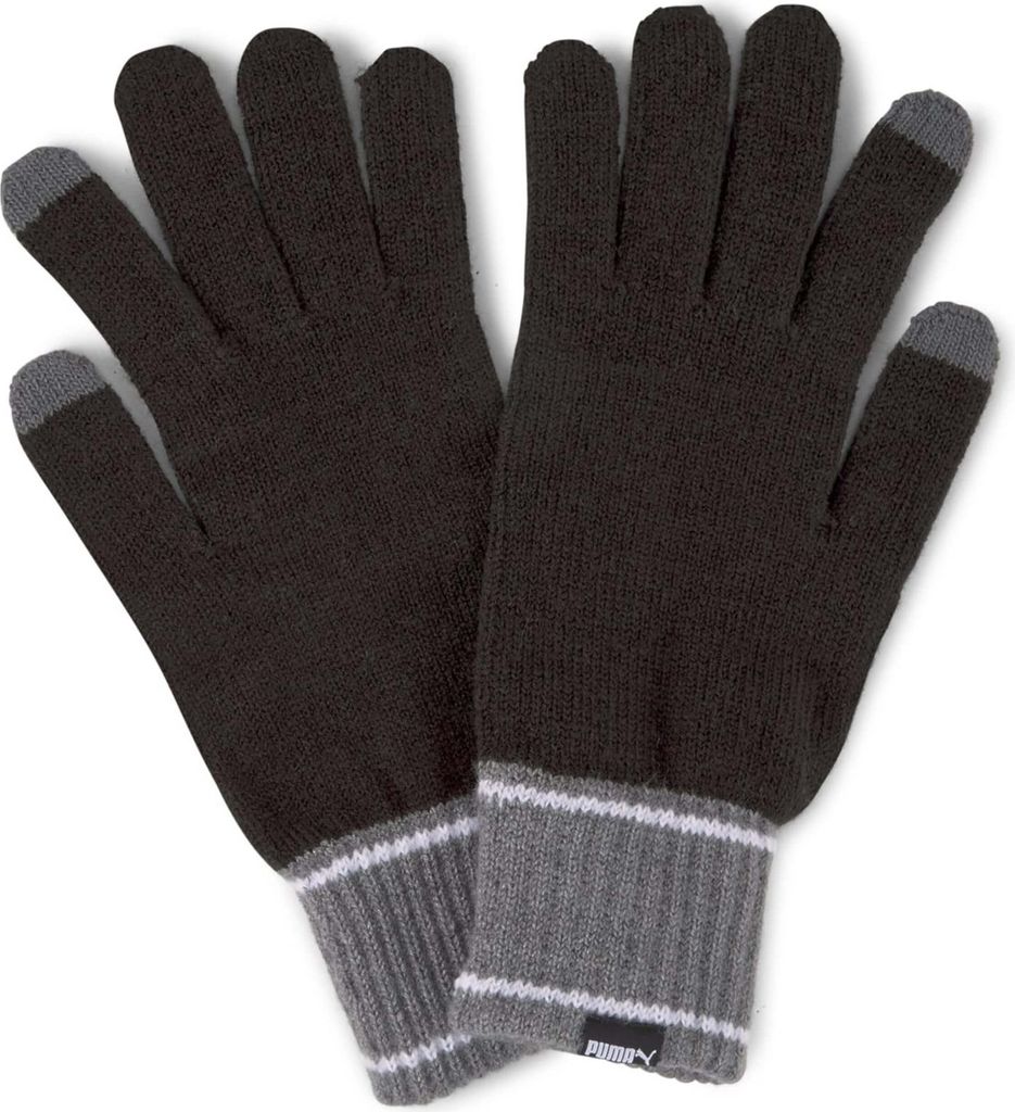 PUMA Knit Strickhandschuhe Uni puma black/dark gray heather M/L