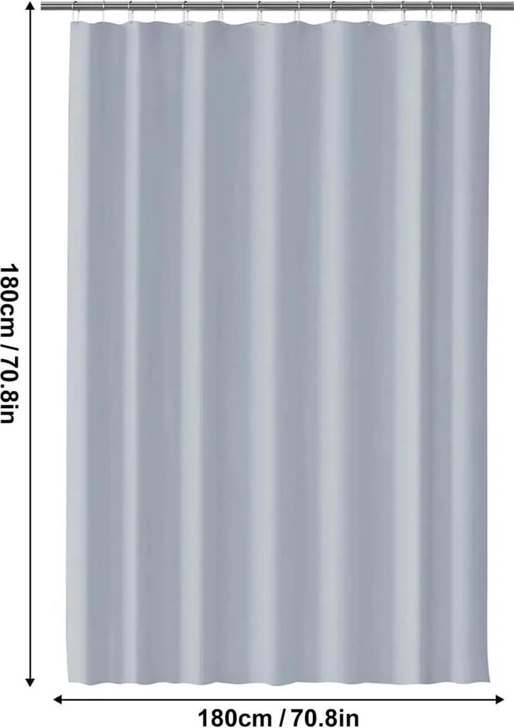 Rideau de douche imperméable en PEVA gris clair 180x180 cm pour bain - 2