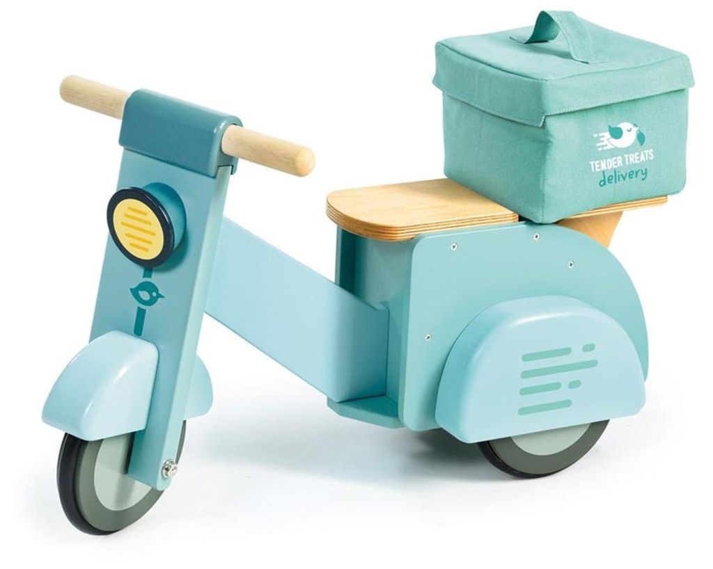 Tender Leaf Holz ride-on delivery scooter Spielzeug mit Canvas-Tasche