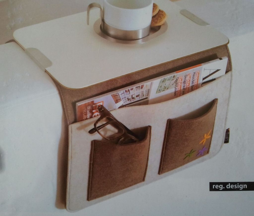 Sofa Butler Carry mit 4 Taschen Ablageplatte braun-weiss 201040202-HE