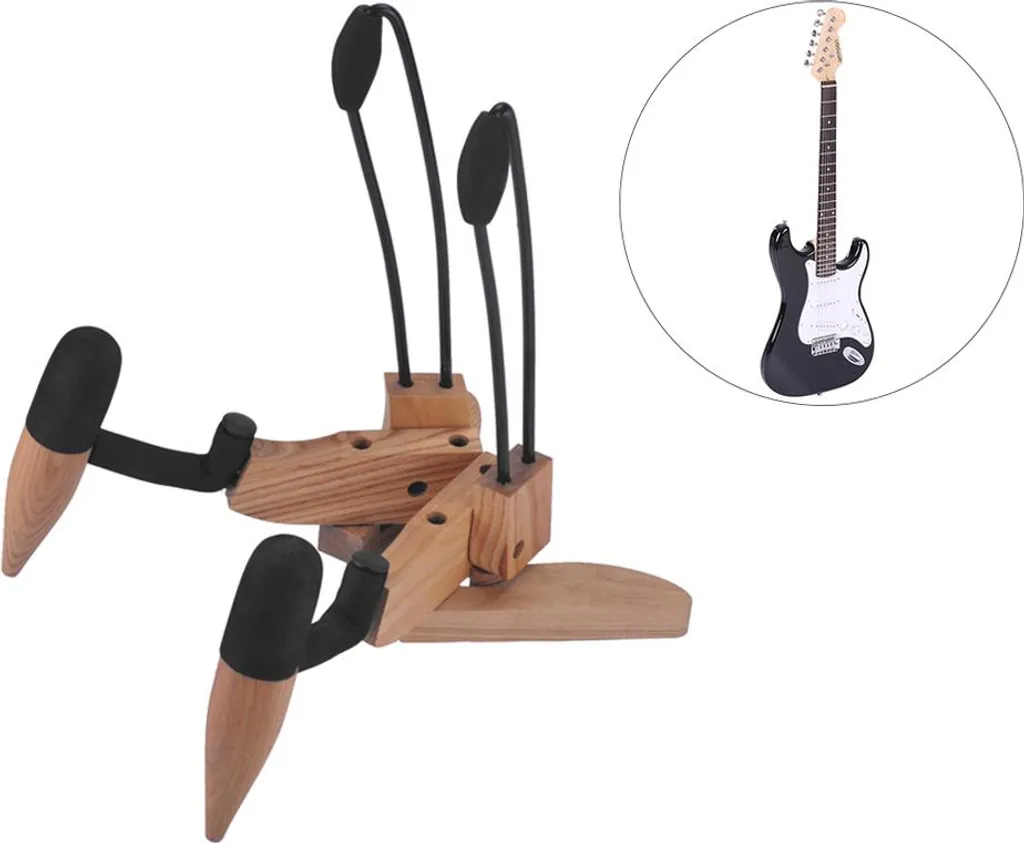 Support guitare électrique bois dur naturel pliable et ultra compact S2