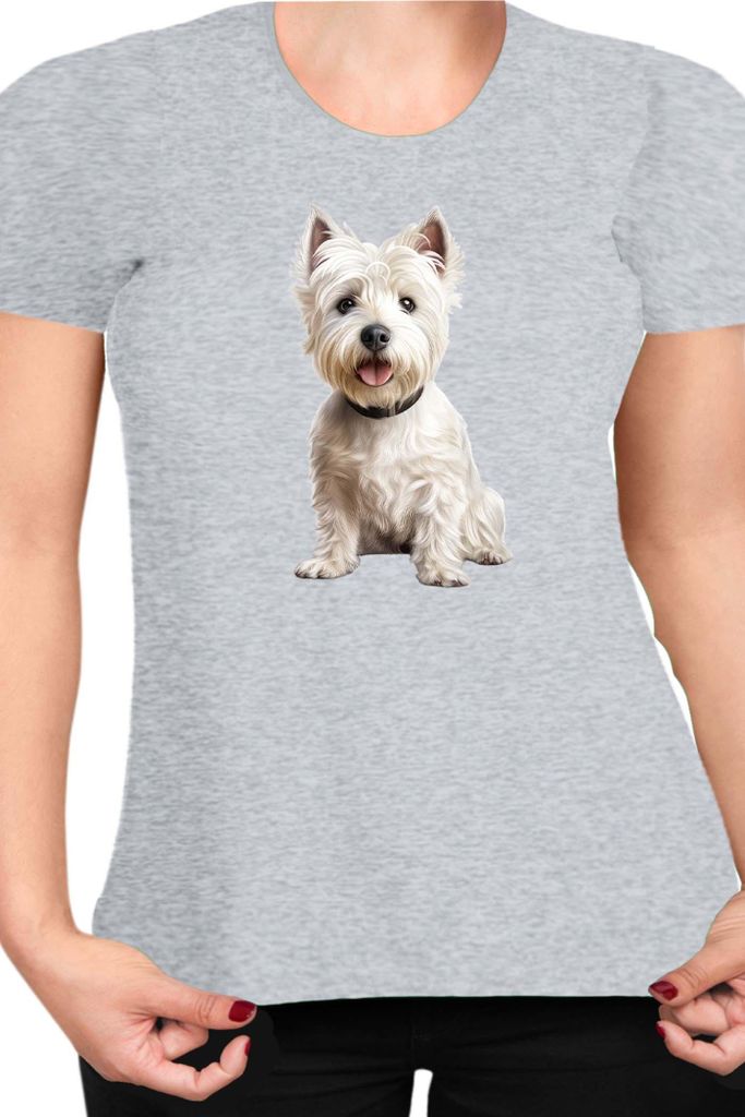 Damen T-Shirt Dogs Breeds West Highland White Terrier Dog Breed 006, Lady XL / Grau
