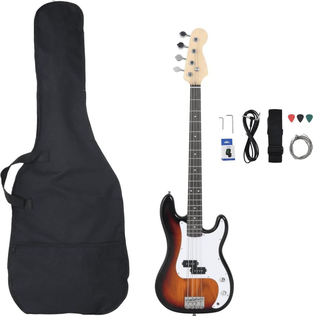 vidaXL E-Bass für Anfänger mit Tasche Braun und Weiß 4/4 46"