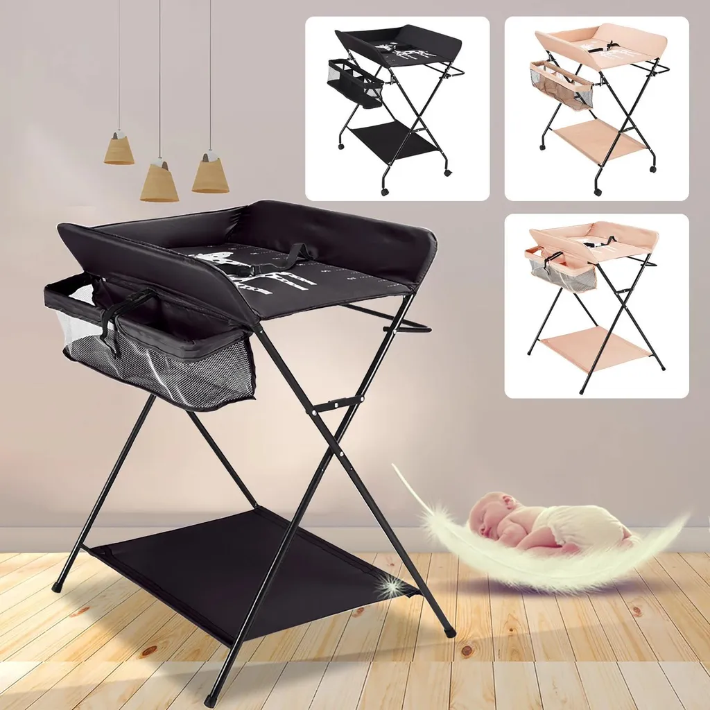 Table à langer pour bébé avec roulettes et rangements - Série Compact