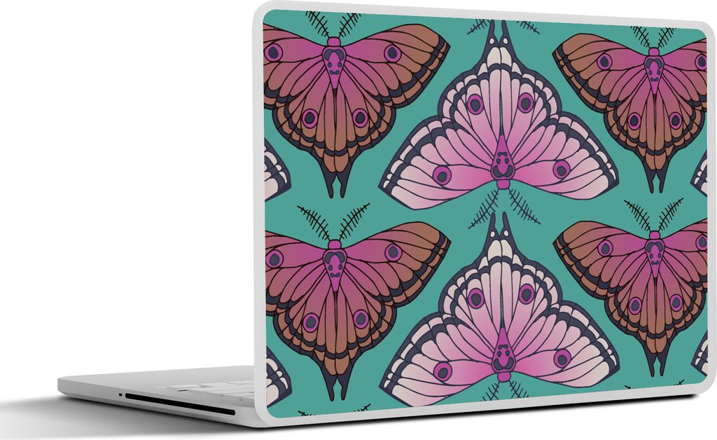 MuchoWow Laptop Aufkleber Sticker Cover Mädchen - Motten - Insekten - Muster - Mädchen - Kinder - Kinder - Kinder - Mädchen 36.5x27.5 cm - Lap...