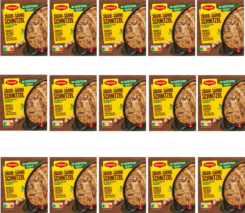 Maggi Fix für Jäger Sahne Schnitzel in cremiger Pilzsoße 27g 15er Pack