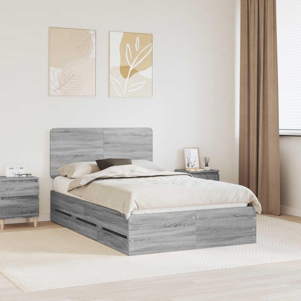 "Schlussverkauf" Einzelbett 1 PLACE - bettrahmen moderne - Graues Sonoma 120x190 cm Ingenieurs Holz C2422
