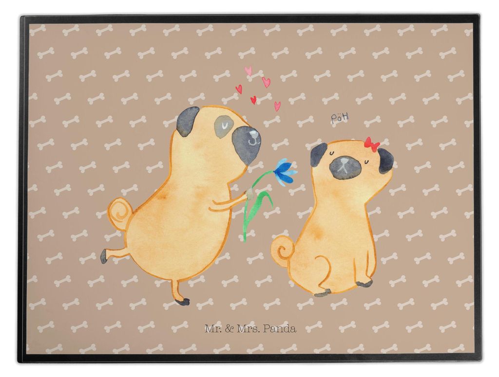 Mr. & Mrs. Panda Schreibunterlage Mops Verliebt - Hundeglück - Geschenk, tischmatte, schreibtischunterlage, Liebe, Hund, schreibtischunterlagen, K...