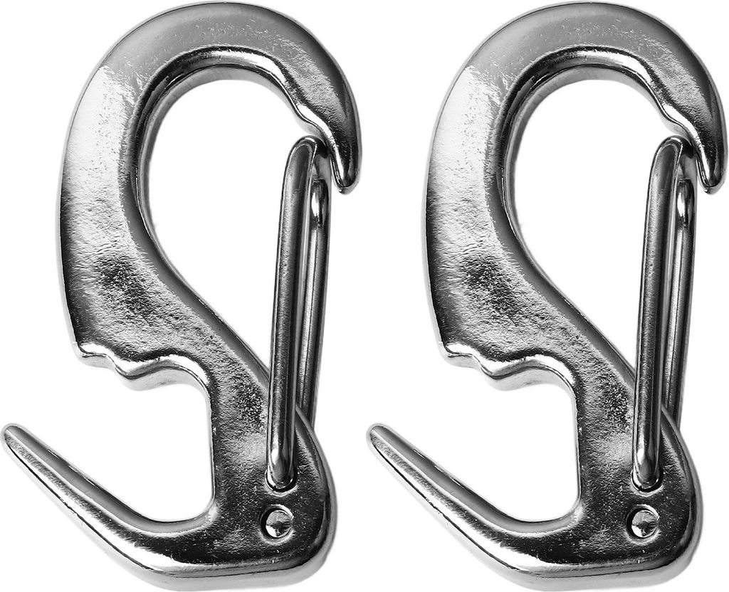2 Stück Edelstahl-Federhaken 65 mm, rostfrei, Karabinerhaken für Schifffahrt, Industrie und Haushalt