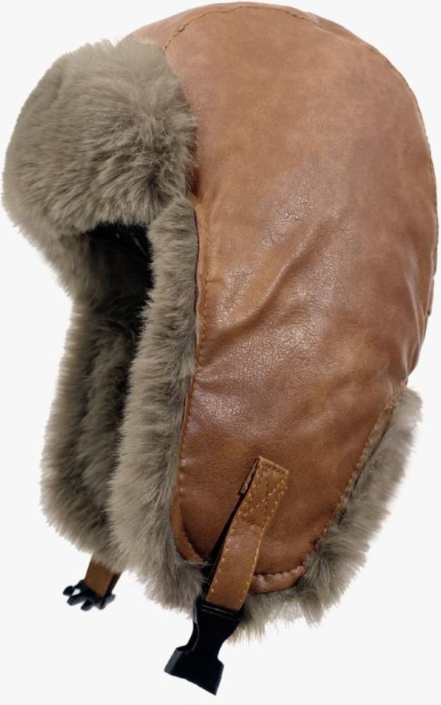 INF Winter Warme Ohrenschützer Mütze - Kunstleder Fellmütze für Damen und Herren Braun