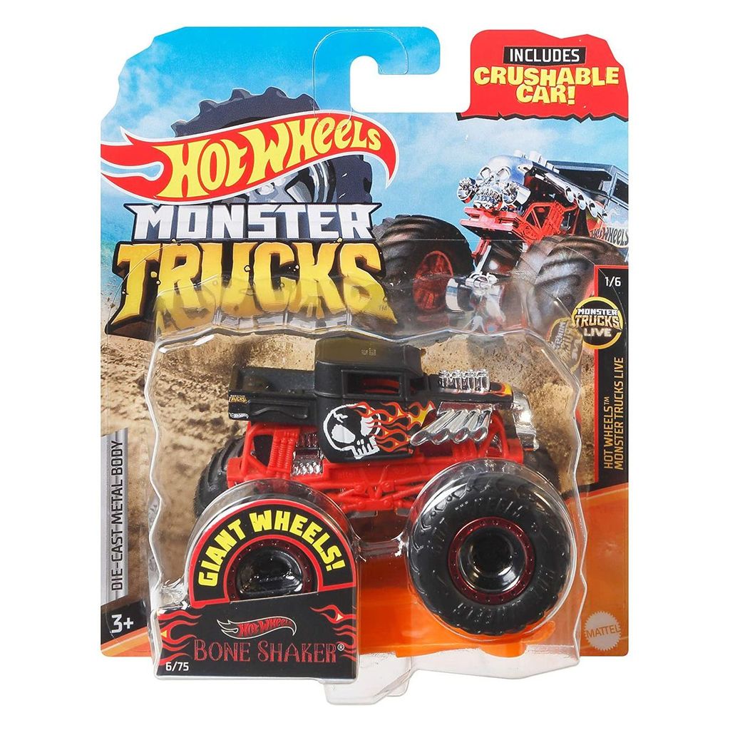 Mattel GJF00 - Hot Wheels - Monster Trucks - Die-Cast Fahrzeug, 1:64, Bone Shaker
