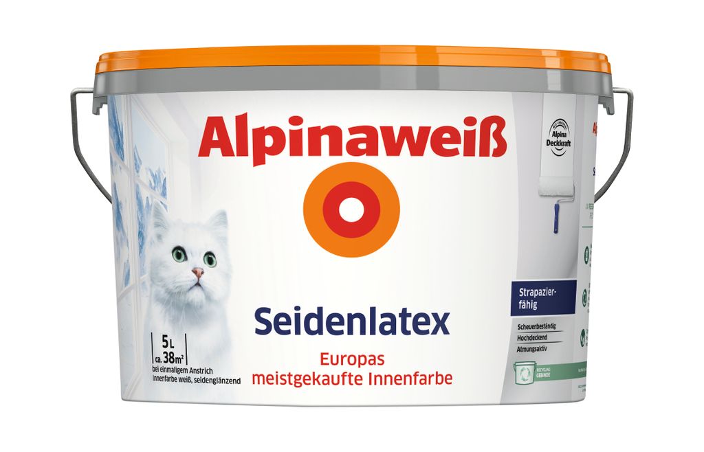 Alpinaweiß Latexfarbe seidenlatex weiß 5 l
