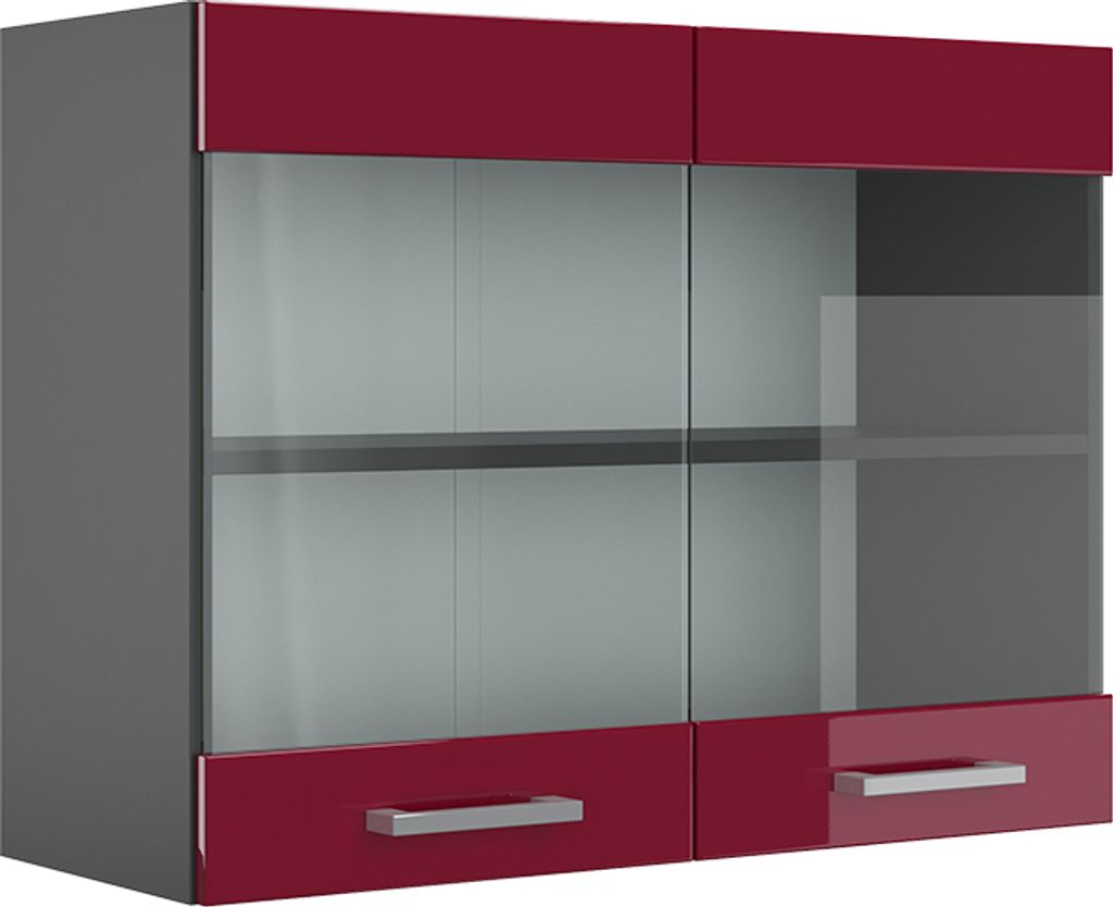 Küchenglasschrank Vicco R-Line Rot Hochglanz 80 cm, Model Produktbild 