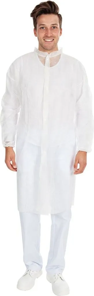 Blouse visiteur blanche HYGONORM à boutons-pression PP taille L lot de 100