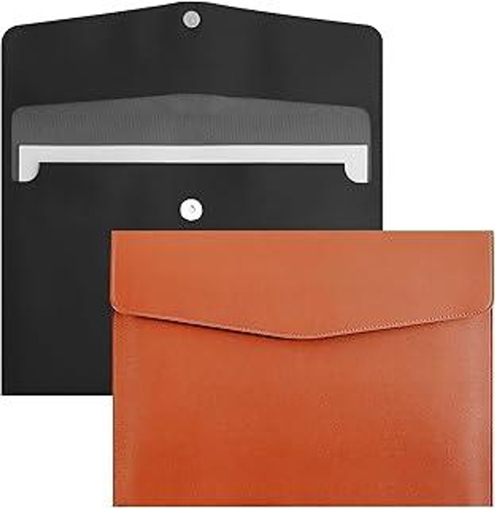 HENGBIRD 2 Stück Dokumententasche A4, Ledermappe In mit Magnetverschluss, GroßE KapazitäT,Ideal Als Dokumentenmappe, Aktenmappe, Schreibmappe f...