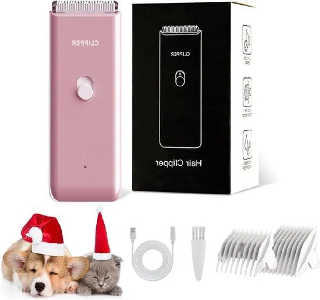 Tondeuse pour chiens sans fil rose pour tonte complète à la maison