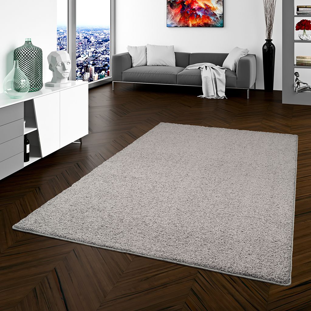 Teppich Hochflor Shaggy Prestige Grau, Größe:400x400 cm