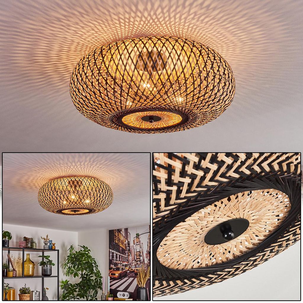 Decollatura Deckenlampe aus Metall/Bambus in Schwarz/Natur Produktbild 
