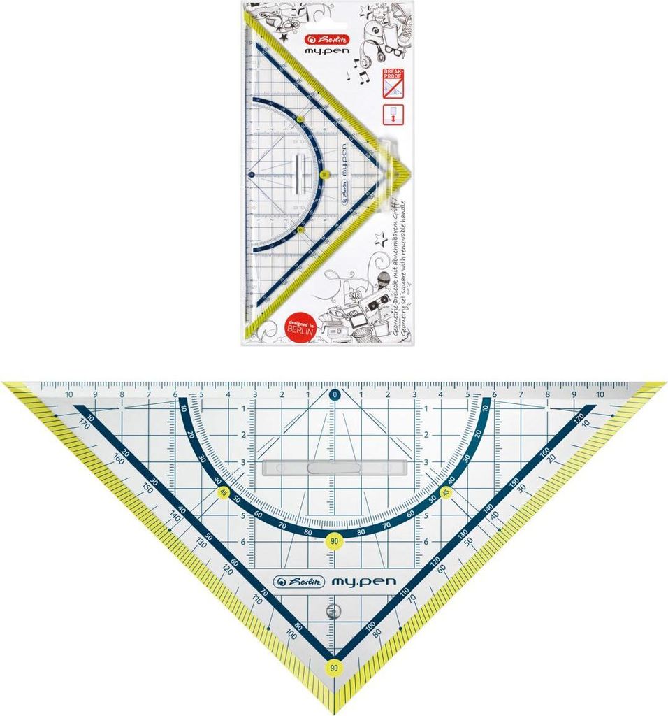 Herlitz Geometriedreieck "my.pen" / 25cm / mit Griff / Farbe: grün
