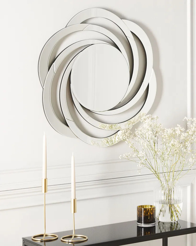 Miroir Mural Salon et Chambre Design Fleur Argenté pour Illuminer