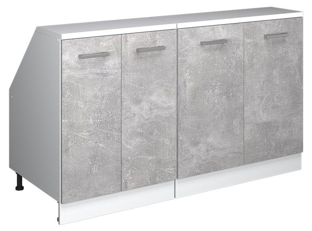 Küchenschrank für Dachschrägen Vicco R-Line Beton 140 cm 2er Set Schrankkorpuss 60 cm Tiefe, Model 59948
